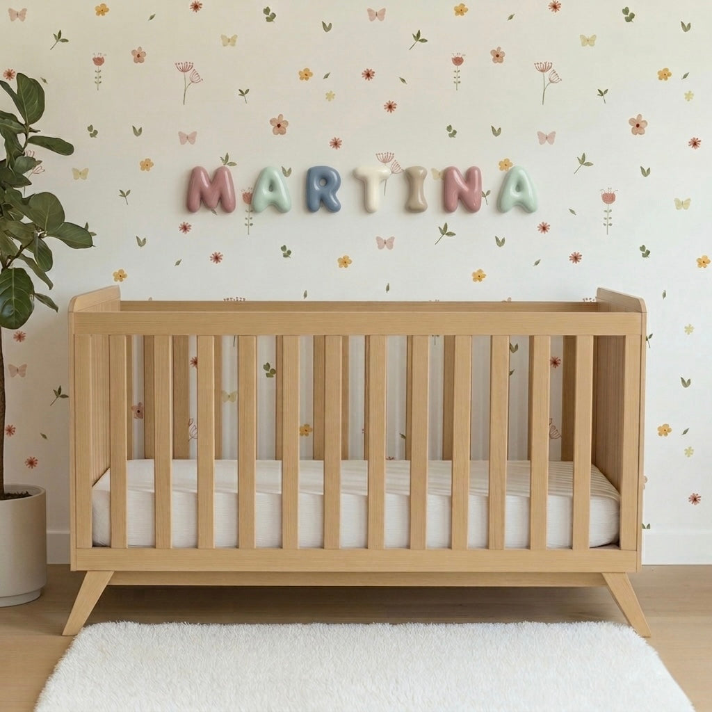 Letra decorativa azul 15cm personalizada para habitación infantil.